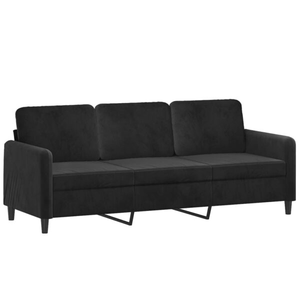 2 pcs conjunto de sofás com almofadas veludo preto - Image 3