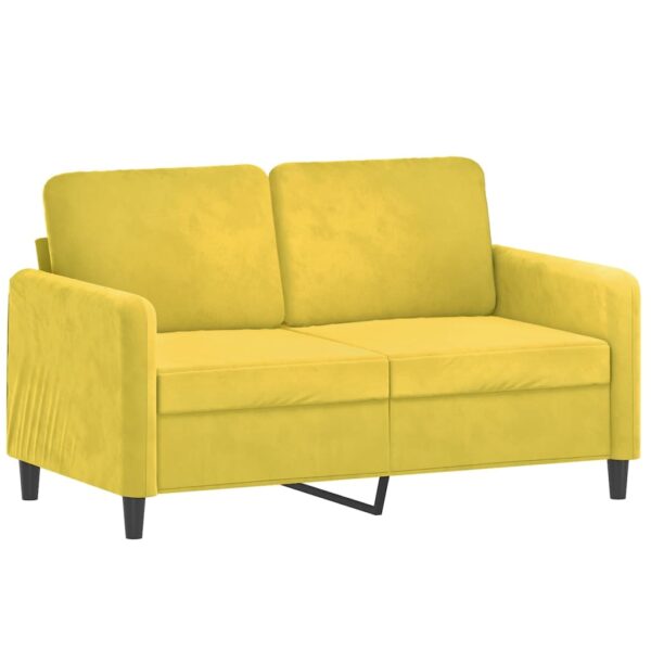 2 pcs conjunto de sofás com almofadas veludo amarelo - Image 2