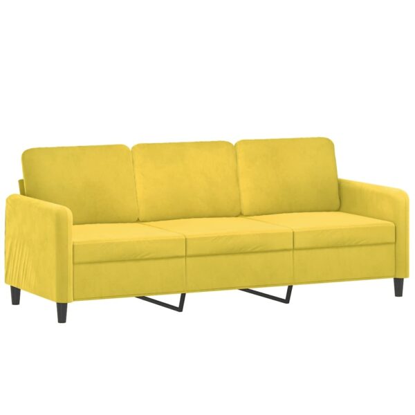 2 pcs conjunto de sofás com almofadas veludo amarelo - Image 3