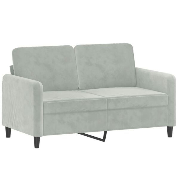 3 pcs conjunto de sofás com almofadas veludo cinzento-claro - Image 2