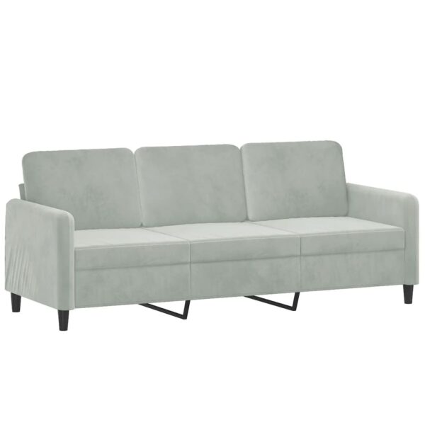 3 pcs conjunto de sofás com almofadas veludo cinzento-claro - Image 3