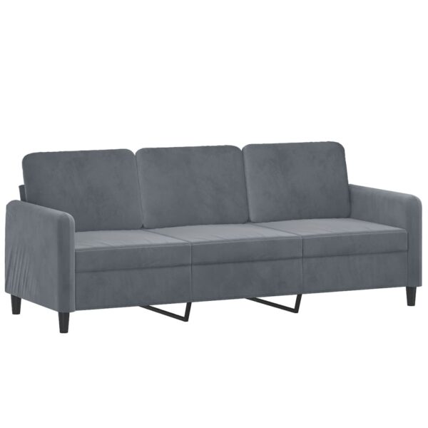3 pcs conjunto de sofás com almofadas veludo cinzento-escuro - Image 3