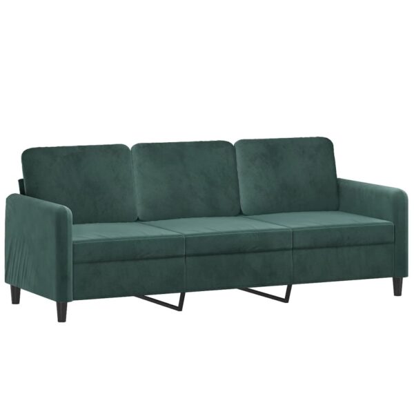 3 pcs conjunto de sofás com almofadas veludo verde-escuro - Image 3