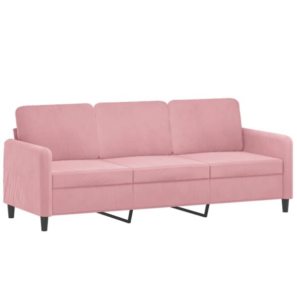 3 pcs conjunto de sofás com almofadas veludo rosa - Image 4
