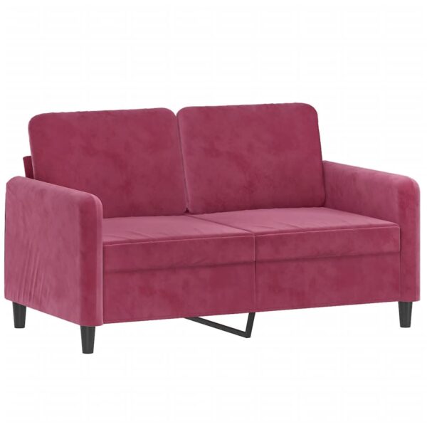 3 pcs conjunto de sofás com almofadas veludo vermelho-tinto - Image 2