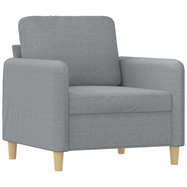 3 pcs conjunto de sofás com almofadões tecido cinzento-claro - Image 2