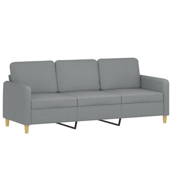 3 pcs conjunto de sofás com almofadões tecido cinzento-claro - Image 4