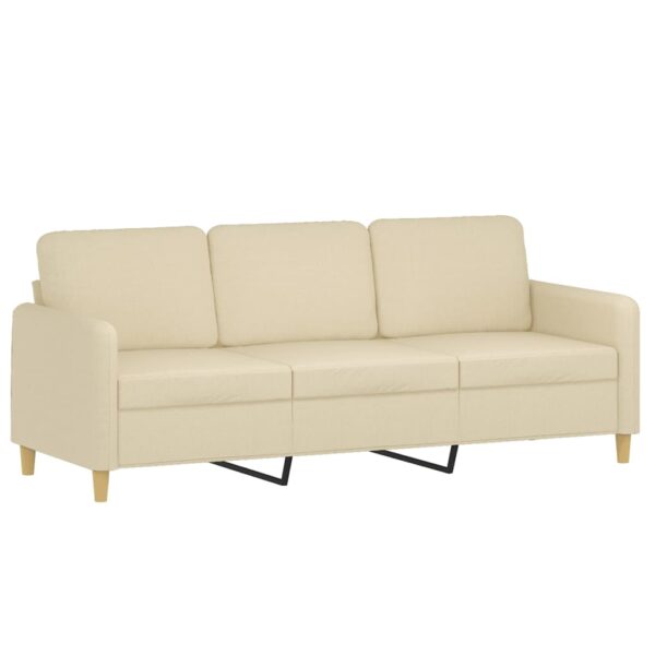 3 pcs conjunto de sofás com almofadões tecido cor creme - Image 4