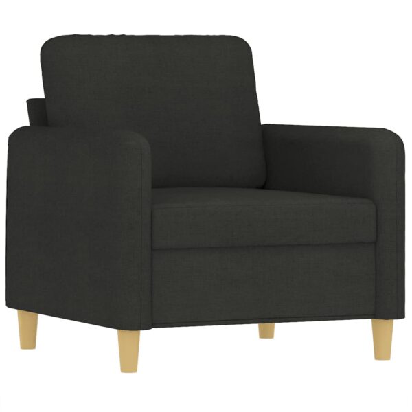3 pcs conjunto de sofás com almofadões tecido preto - Image 2