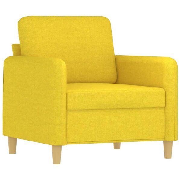 3 pcs conjunto de sofás com almofadões tecido amarelo-claro - Image 2