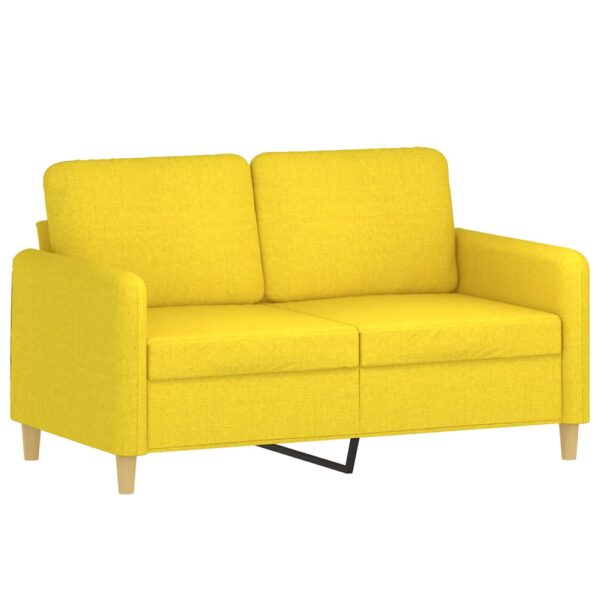 3 pcs conjunto de sofás com almofadões tecido amarelo-claro - Image 3