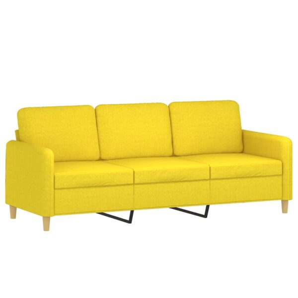 3 pcs conjunto de sofás com almofadões tecido amarelo-claro - Image 4