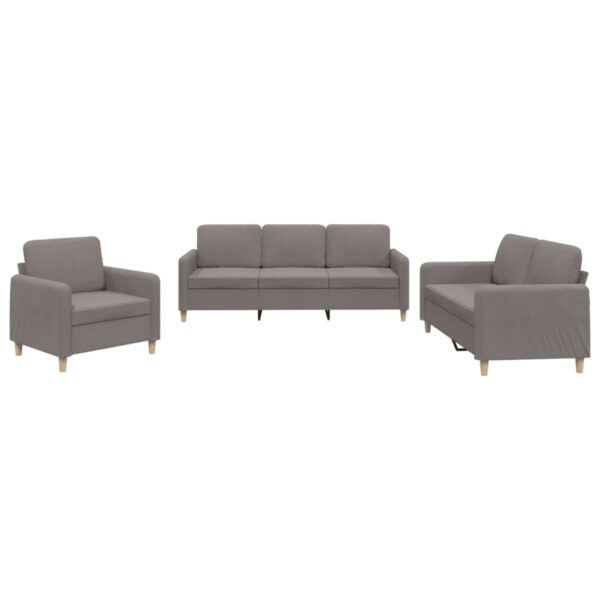 3 pcs conjunto de sofás com almofadões tecido cinza-acastanhado - Image 2