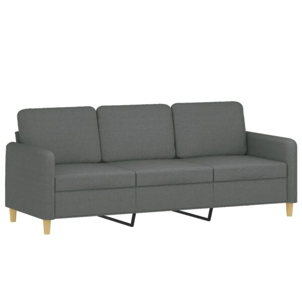 4 pcs conjunto de sofás com almofadões tecido cinzento-escuro - Image 4