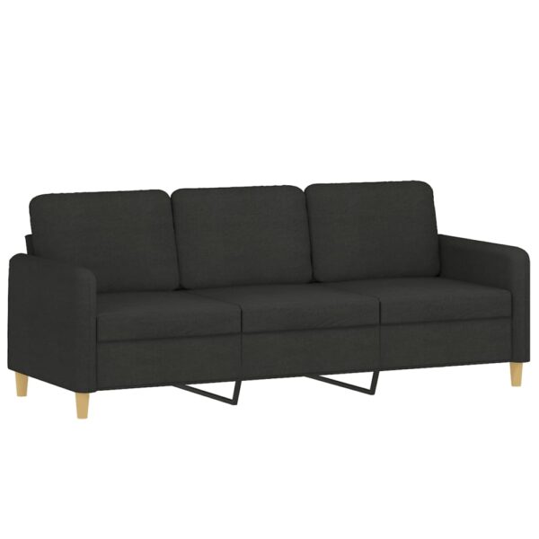 4 pcs conjunto de sofás com almofadões tecido preto - Image 4