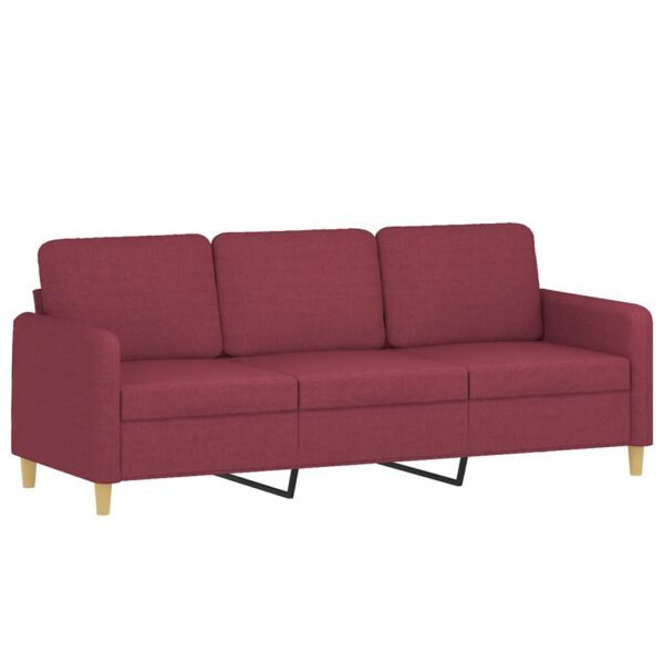 4 pcs conjunto de sofás com almofadões tecido vermelho tinto - Image 4