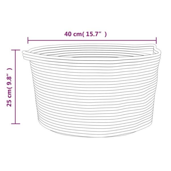 Cesto de arrumação Ø40x25 cm algodão bege e branco - Image 8