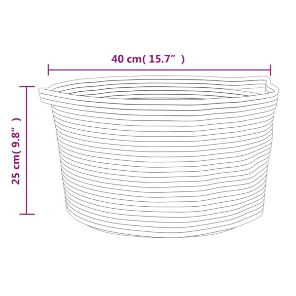Cesto de arrumação Ø40x25 cm algodão castanho e branco - Image 8