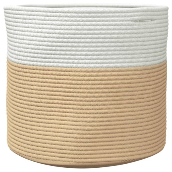 Cesto de arrumação Ø40x35 cm algodão bege e branco - Image 3
