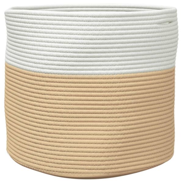 Cesto de arrumação Ø40x35 cm algodão bege e branco - Image 4