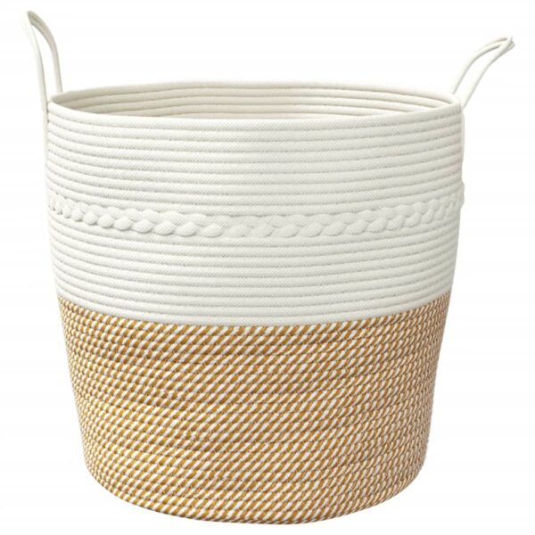 Cesto de arrumação Ø43x38 cm algodão castanho e branco - Image 3