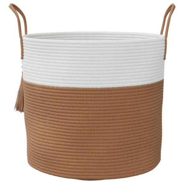 Cesto de arrumação Ø40x35 cm algodão castanho e branco - Image 3