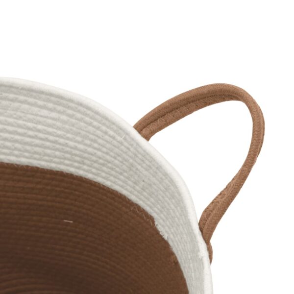 Cesto de arrumação Ø40x35 cm algodão castanho e branco - Image 5