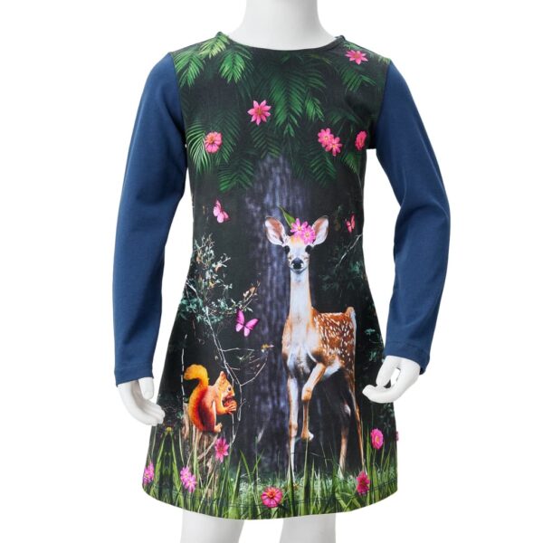 Vestido de manga comprida para criança azul-marinho 128 - Image 8
