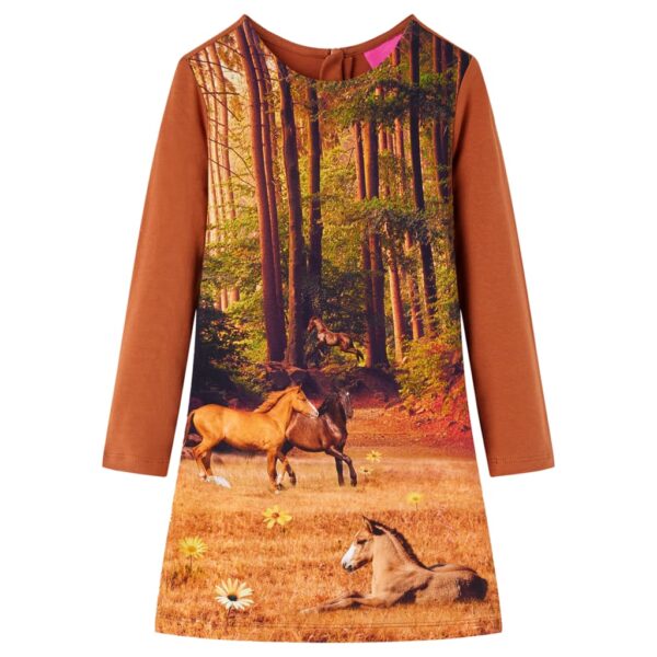 Vestido de manga comprida para criança conhaque 140