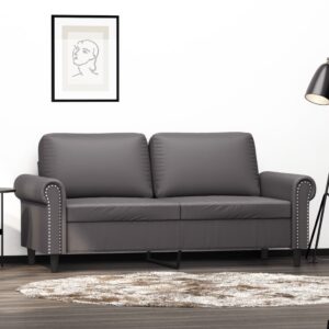 Sofá de 2 lugares 140 cm couro artificial cinza