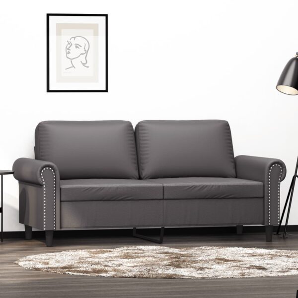 Sofá de 2 lugares 140 cm couro artificial cinza