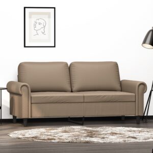 Sofá de 2 lugares 140 cm couro artificial cor cappuccino
