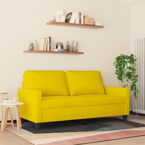 Sofá de 2 lugares veludo 140 cm amarelo - Image 2