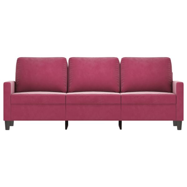Sofá de 3 lugares veludo 180 cm vermelho tinto - Image 2