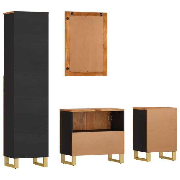 4 pcs conjunto de móveis p/ WC mangueira maciça castanho/preto - Image 3