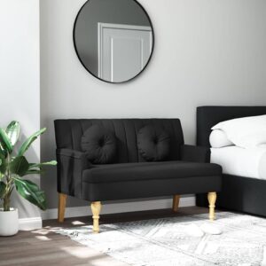 Banco c/ almofadões 113x64,5x75,5 cm tecido preto
