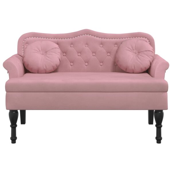 Banco com almofadões 120,5x65x75 cm veludo rosa - Image 2