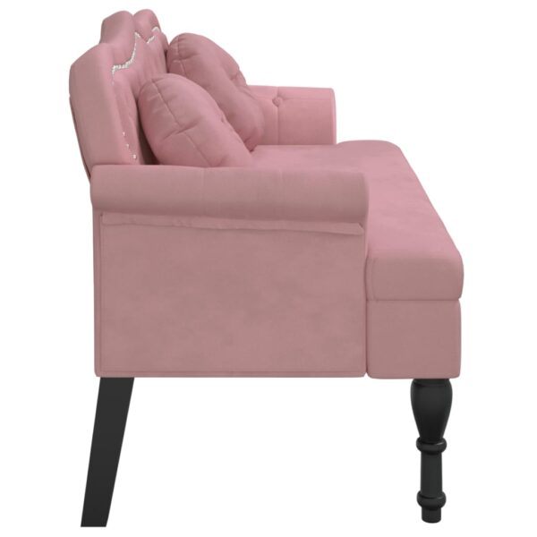 Banco com almofadões 120,5x65x75 cm veludo rosa - Image 3