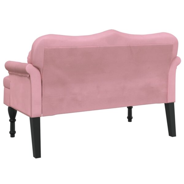 Banco com almofadões 120,5x65x75 cm veludo rosa - Image 4