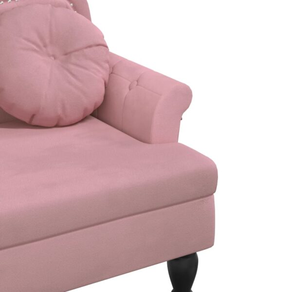 Banco com almofadões 120,5x65x75 cm veludo rosa - Image 5