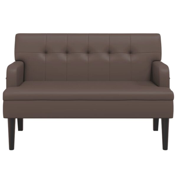 Banco com encosto 112x65,5x75 cm couro artificial castanho - Image 2
