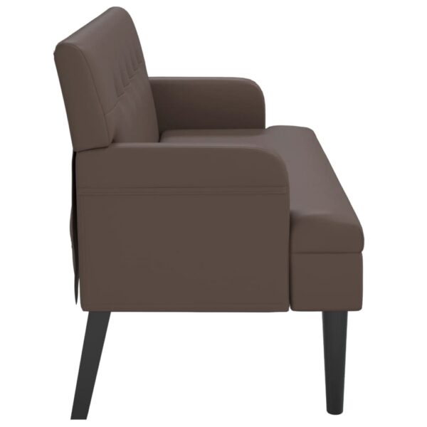Banco com encosto 112x65,5x75 cm couro artificial castanho - Image 3