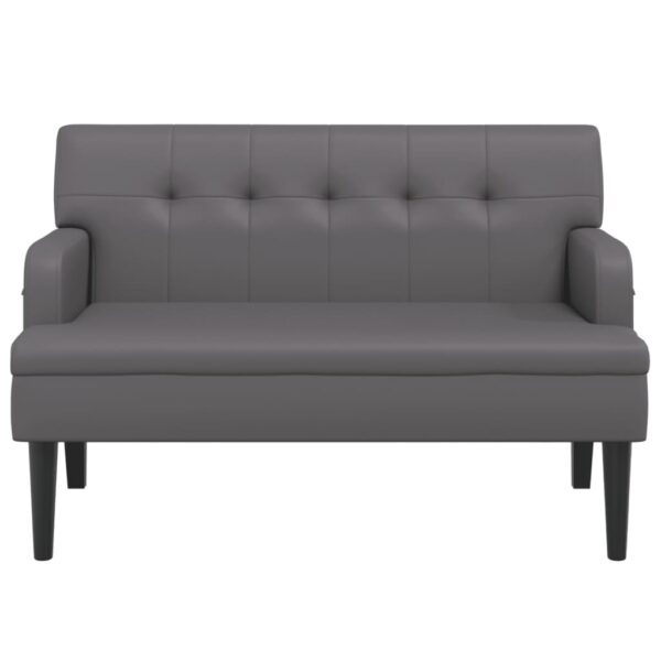 Banco com encosto 112x65,5x75 cm couro artificial cinzento - Image 2