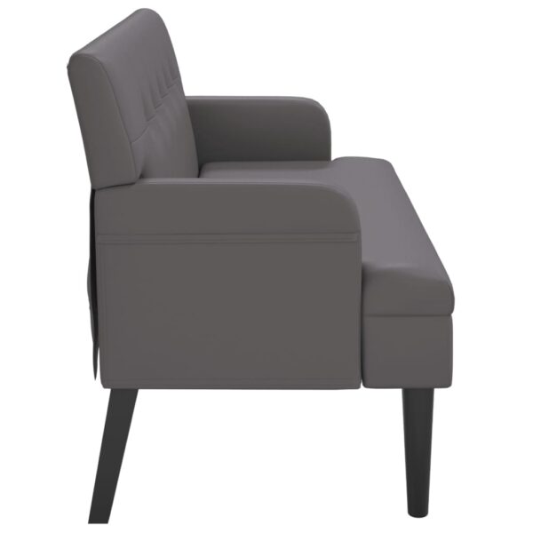 Banco com encosto 112x65,5x75 cm couro artificial cinzento - Image 3