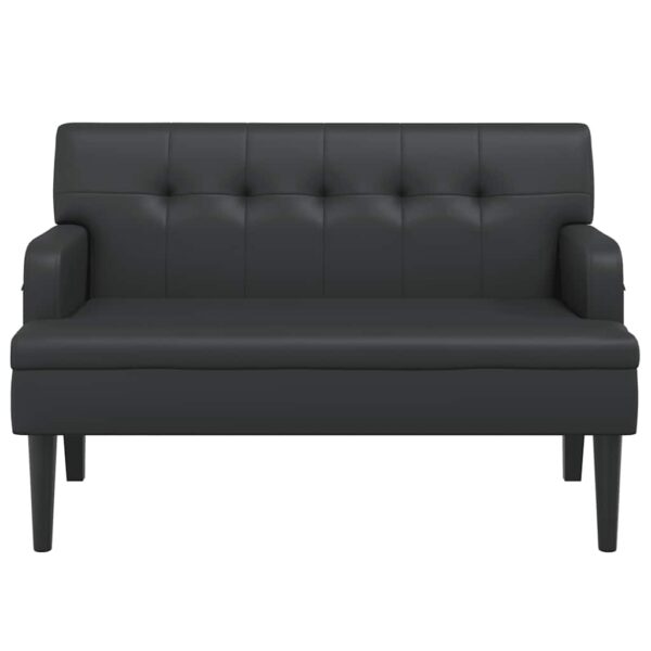 Banco com encosto 112x65,5x75 cm couro artificial preto - Image 3