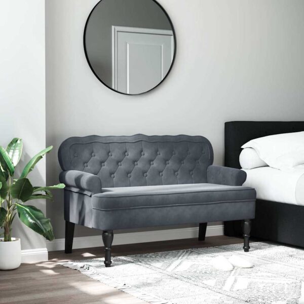 Banco com encosto 119,5x64,5x75 cm veludo cinzento-escuro