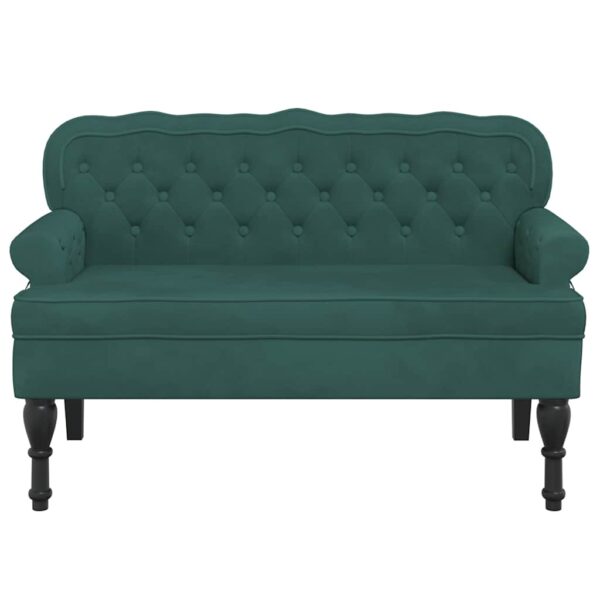 Banco com encosto 119,5x64,5x75 cm veludo verde-escuro - Image 3