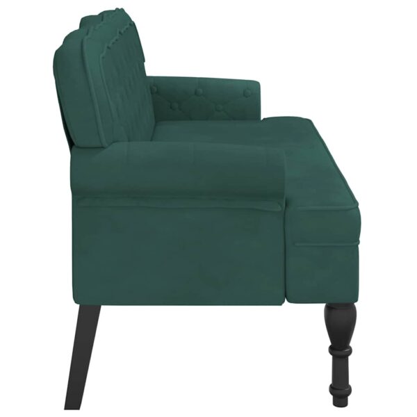 Banco com encosto 119,5x64,5x75 cm veludo verde-escuro - Image 4