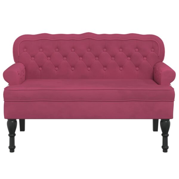 Banco com encosto 119,5x64,5x75 cm veludo vermelho tinto - Image 2