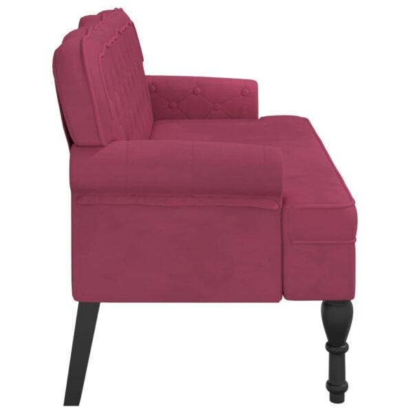 Banco com encosto 119,5x64,5x75 cm veludo vermelho tinto - Image 3